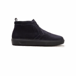 Derbies Hautes En Veau Velours Bleu Marine Foncé, Détails En Peau De Veau