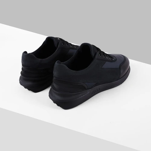 Sneakers Marine Et Bleu En Veau Velours, Cerf Et Veau, Doublure En Laine 3 Sneakers Marine Et Bleu En Veau Velours, Cerf Et Veau, Doublure En Laine – Image 3