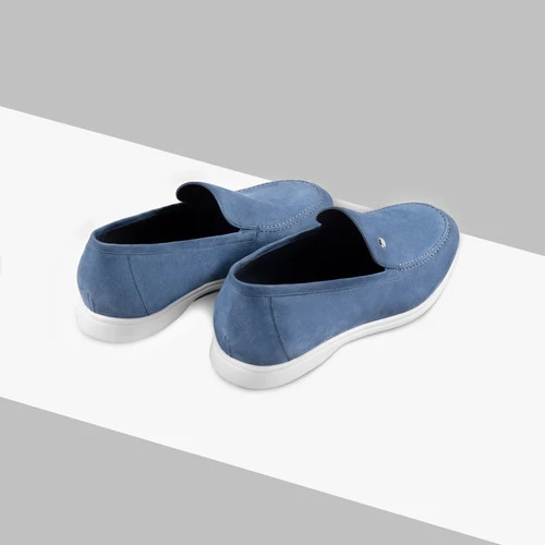 Loafers Bleu Jean En Veau Velours 4 Loafers Bleu Jean En Veau Velours – Image 4