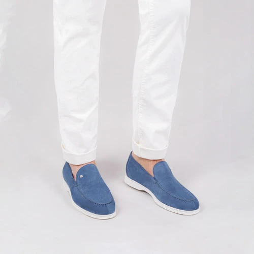 Loafers Bleu Jean En Veau Velours 3 Loafers Bleu Jean En Veau Velours – Image 3