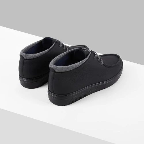 Boots Noir Et Gris En Cerf, Doublure En Laine 3 Boots Noir Et Gris En Cerf, Doublure En Laine – Image 3