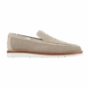 Loafers Beige Naturel En Veau Velours Perforé