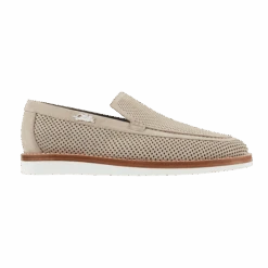 Loafers Beige Naturel En Veau Velours Perforé