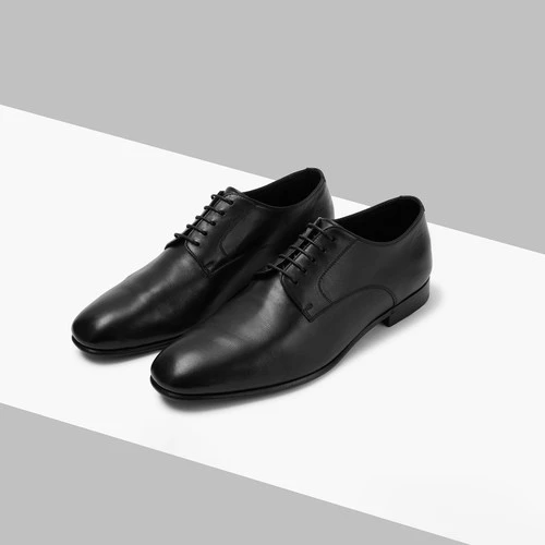 Derbies En Cuir D'agneau Noir Avec Détails En Crocodile 2 Derbies En Cuir D'agneau Noir Avec Détails En Crocodile – Image 2