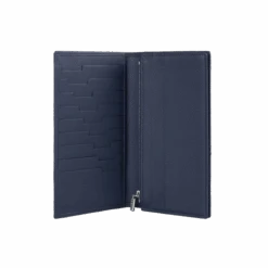 Portefeuille International Zippé En Veau Grainé Marine