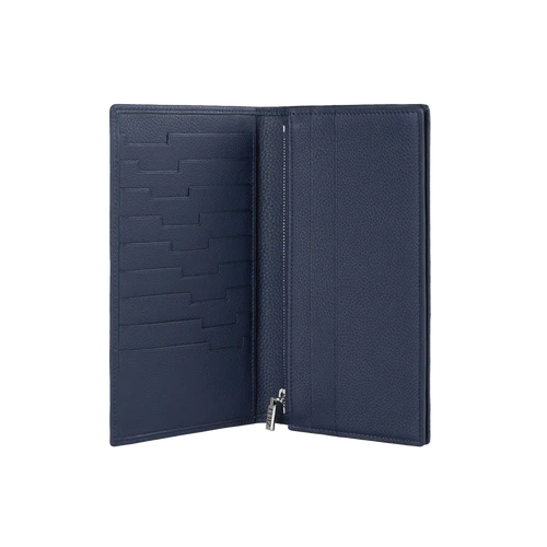 Portefeuille International Zippé En Veau Grainé Marine 1 Portefeuille International Zippé En Veau Grainé Marine