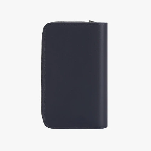 Organiseur Zippé En Cuir De Veau Bleu Marine 2 Organiseur Zippé En Cuir De Veau Bleu Marine – Image 2