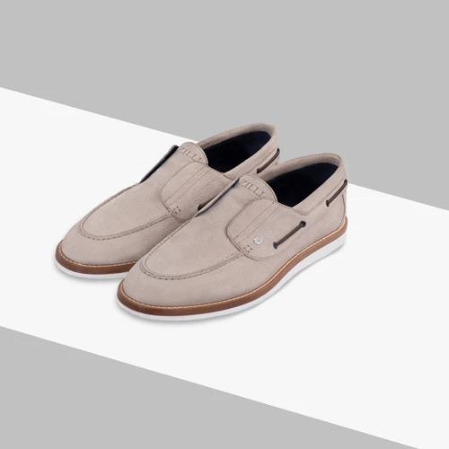 Mocassins Bateau Beige Naturel En Veau Velours 2 Mocassins Bateau Beige Naturel En Veau Velours – Image 2