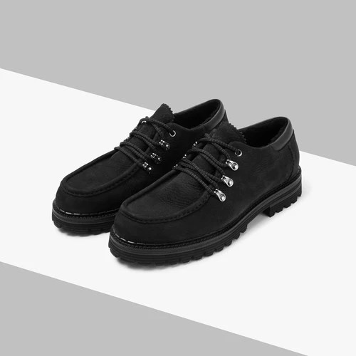 Bottes En Cuir De Veau Velours Noir, Détails En Cuir De Veau 2 Bottes En Cuir De Veau Velours Noir, Détails En Cuir De Veau – Image 2