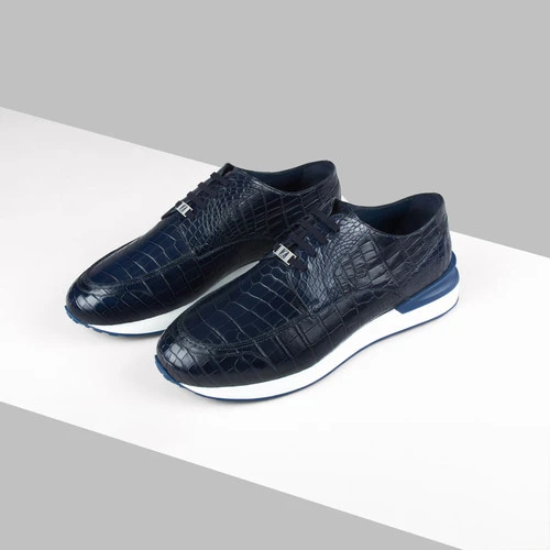 Sneakers Run Marine En Crocodile Brillant 2 Sneakers Run Marine En Crocodile Brillant – Image 2