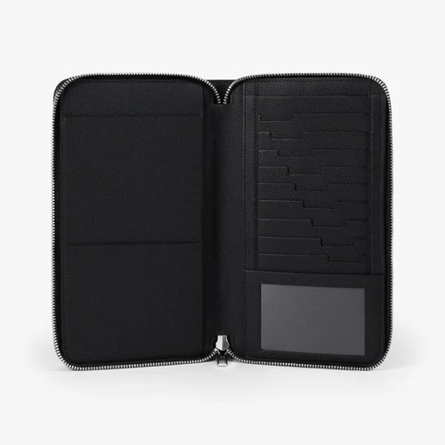 Organisateur Zippé Noir En Cuir De Veau Grainé 6 Organisateur Zippé Noir En Cuir De Veau Grainé – Image 6