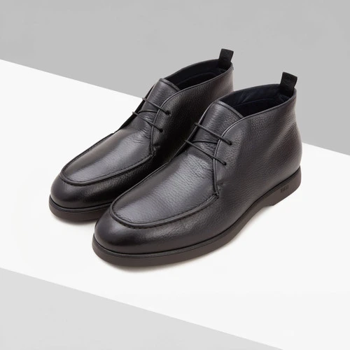 Derbies Hautes Noires En Daim, Détail Crocodile 2 Derbies Hautes Noires En Daim, Détail Crocodile – Image 2