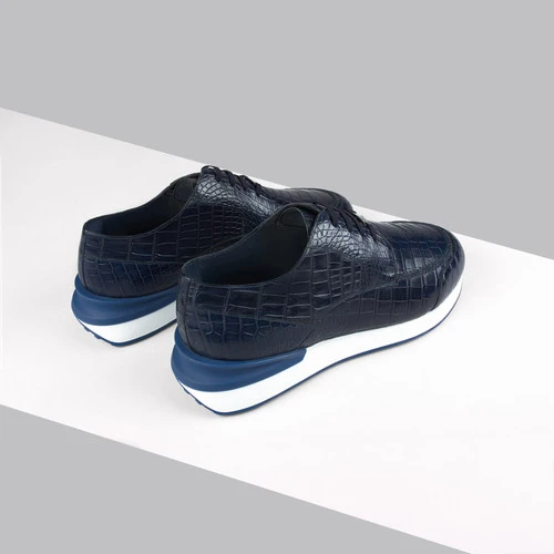 Sneakers Run Marine En Crocodile Brillant 3 Sneakers Run Marine En Crocodile Brillant – Image 3