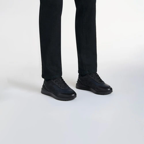 Sneakers Marine Et Bleu En Veau Velours, Cerf Et Veau, Doublure En Laine 4 Sneakers Marine Et Bleu En Veau Velours, Cerf Et Veau, Doublure En Laine – Image 4