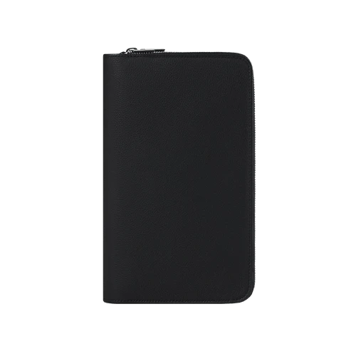 Organisateur Zippé Noir En Cuir De Veau Grainé 1 Organisateur Zippé Noir En Cuir De Veau Grainé