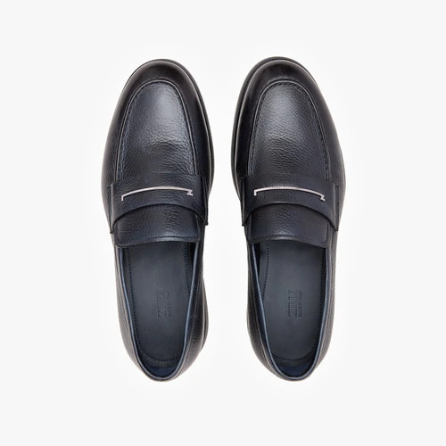 Mocassins Bleu Marine Foncé "Metal Z", Doublure En Cachemire 4 Mocassins Bleu Marine Foncé "Metal Z", Doublure En Cachemire – Image 4