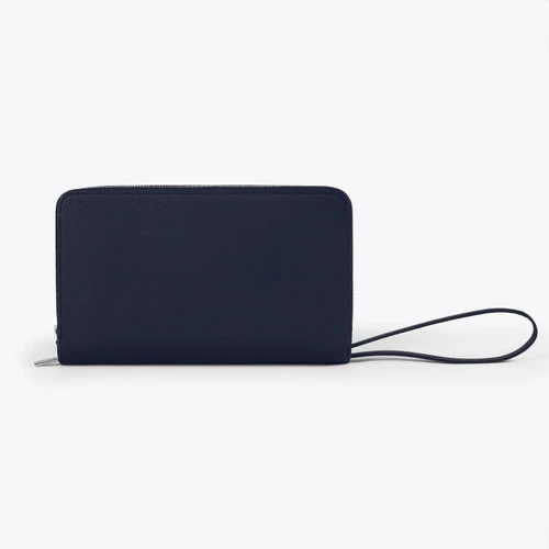 Organiseur Zippé En Cuir De Veau Grainé Bleu Marine 5 Organiseur Zippé En Cuir De Veau Grainé Bleu Marine – Image 5