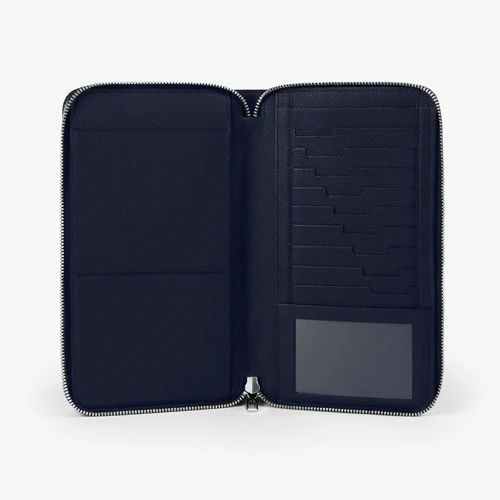 Organiseur Zippé En Cuir De Veau Grainé Bleu Marine 6 Organiseur Zippé En Cuir De Veau Grainé Bleu Marine – Image 6