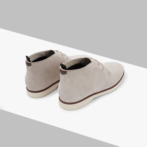 Bottines à Lacets En Cuir De Veau Velouté De Couleur Tourterelle Avec Détails En Cuir De Veau 3 Bottines à Lacets En Cuir De Veau Velouté De Couleur Tourterelle Avec Détails En Cuir De Veau – Image 3