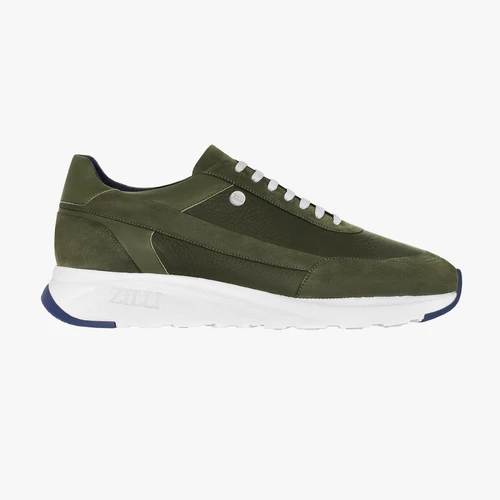Sneakers Run Vert Olive En Cerf, Veau Velours Et Veau 1 Sneakers Run Vert Olive En Cerf, Veau Velours Et Veau