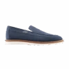 Loafers Bleu Jean En Veau Velours Perforé