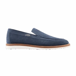 Loafers Bleu Jean En Veau Velours Perforé