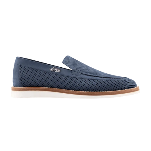 Loafers Bleu Jean En Veau Velours Perforé 1 Loafers Bleu Jean En Veau Velours Perforé