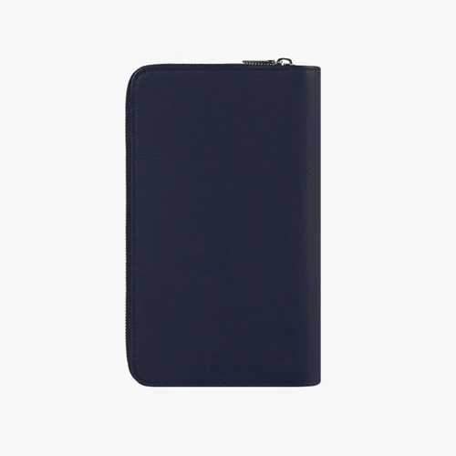 Organiseur Zippé En Cuir De Veau Grainé Bleu Marine 2 Organiseur Zippé En Cuir De Veau Grainé Bleu Marine – Image 2