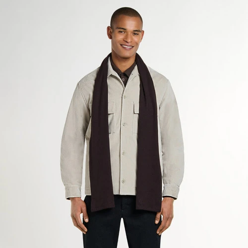 Echarpe En Maille Café, Broderie ZILLI 2 Echarpe En Maille Café, Broderie ZILLI – Image 2