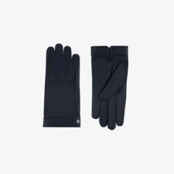Gants En Cuir Surpiqué Marine