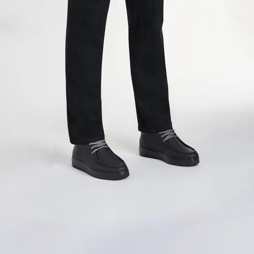 Boots Noir Et Gris En Cerf, Doublure En Laine 4 Boots Noir Et Gris En Cerf, Doublure En Laine – Image 4