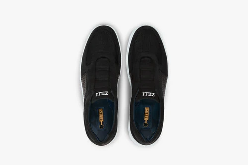 Baskets Noires En Veau Velours, Veau Tressé Et Tissu Technique 4 Baskets Noires En Veau Velours, Veau Tressé Et Tissu Technique – Image 4