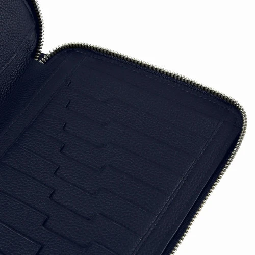 Organiseur Zippé En Cuir De Veau Grainé Bleu Marine 7 Organiseur Zippé En Cuir De Veau Grainé Bleu Marine – Image 7