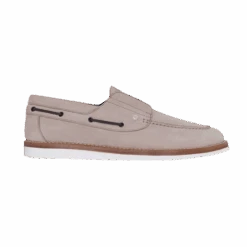 Mocassins Bateau Beige Naturel En Veau Velours